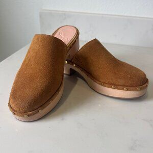 JCrew Dakota Studded Clogs, Burnished Brown Suede, Size 6.5